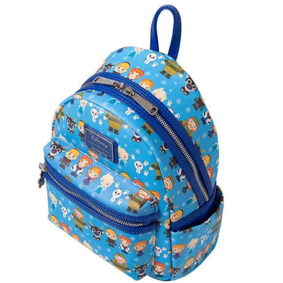 Loungefly Disney Frozen Chibi Mini Backpack Elsa Anna Olaf Blue Bag NEW - Picture 3 of 13